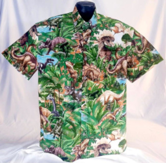 Jurassic Dinosaurs Hawaiian Shirt- Made in USA- 100% Cotton